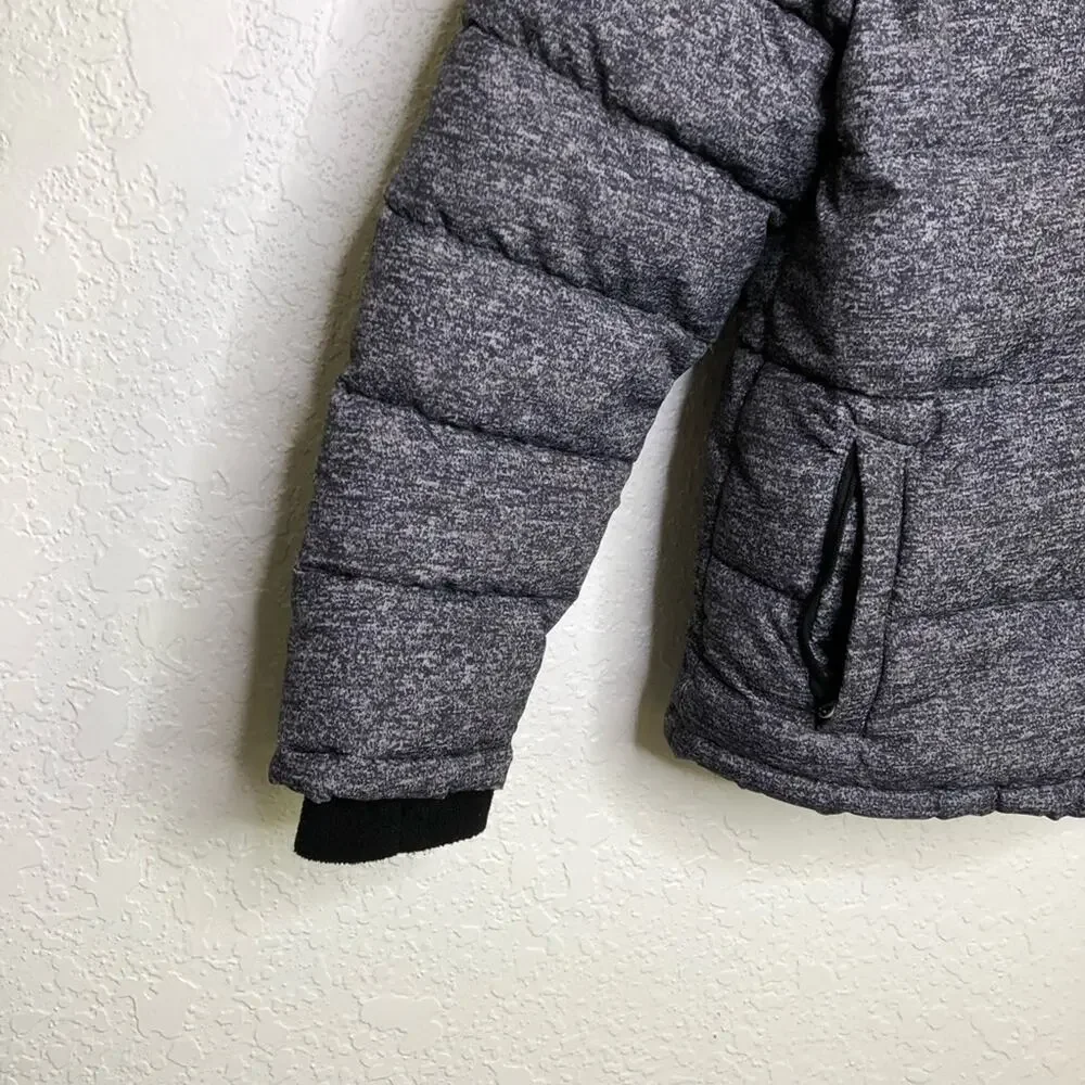 Eddie Bauer boys gray black puffer hooded coat size Medium 10 - 12